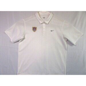 Nike Dri Fit Polo Shirt Men's Large White Short Sleeve US Soccer Logo